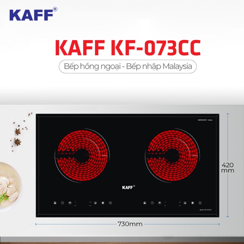 Bếp hồng ngoại đôi KAFF KF-073CC - HÀNG NHẬP MALAYSIA - Bảo hành chính hãng 5 năm