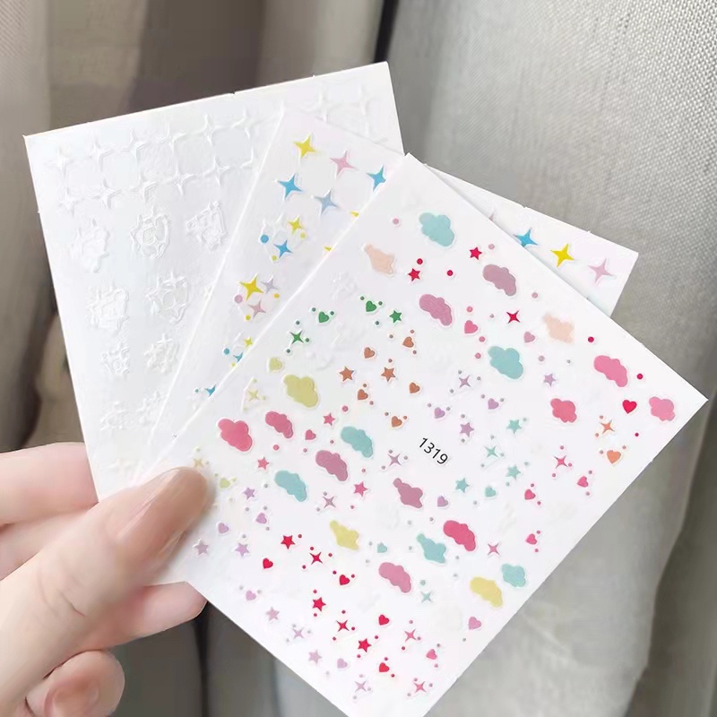 Miếng Dán Trang Trí Móng Tay / Móng Tay Chuyển Nước 6 Phong Cách / Hình Trăng Sao Đám Mây / Băng Keo Nhỏ Tươi Mới / Miếng Dán Chuyển Nước / Dụng Cụ Trang Trí Mó