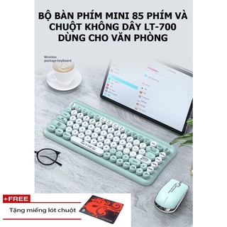 Combo bàn phím + chuột mini 85 phím nút tròn không dây+ tang lot chuot lt700-yj