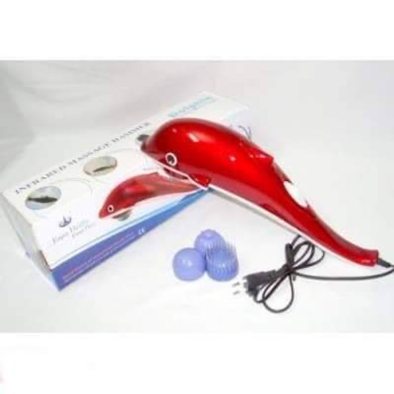Máy massage cầm tay cá heo 3 đầu (Đỏ) Máy massage