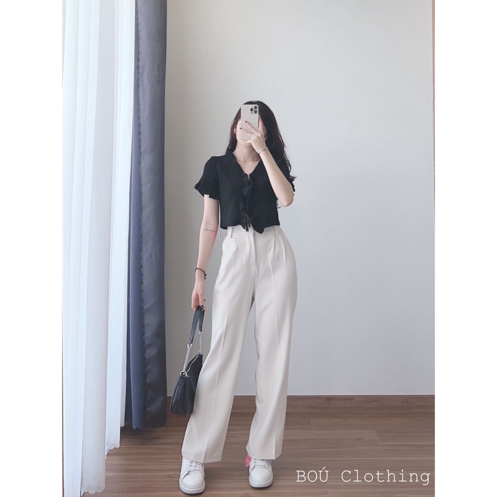 Áo croptop len tăm cột dây