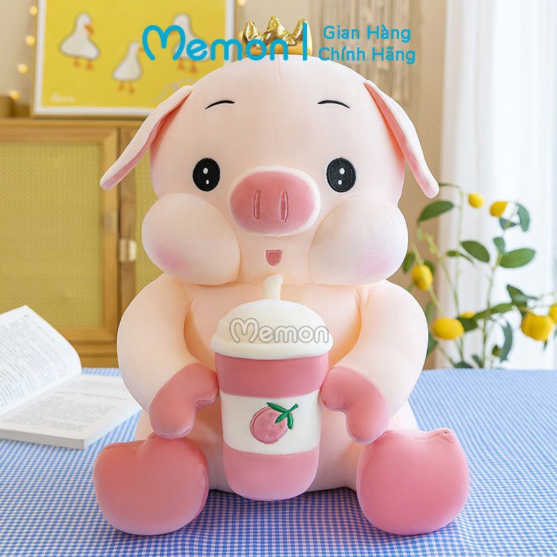 Gấu Bông Heo Ôm Trà Dâu Cao Cấp Memon