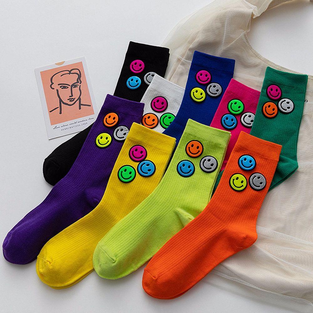 NICKOLAS Vớ Cotton Cổ Cao In Họa Tiết Hoạt Hình Dễ Thương Thời Trang Cho Nữ