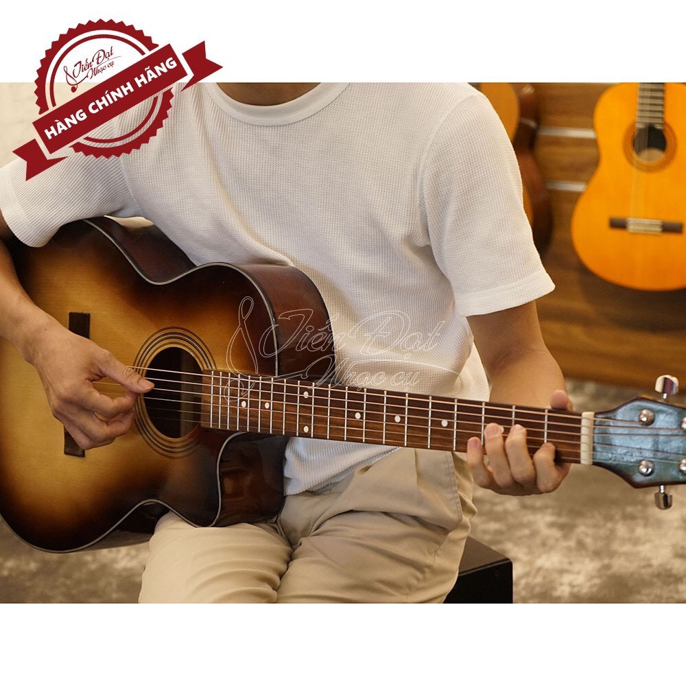 Đàn Guitar Acoustic Việt Nam Mặt Gỗ Thông Nguyên Tấm Cao Cấp Nhạc Cụ Tiến Đạt Kèm Phụ Kiện - GA