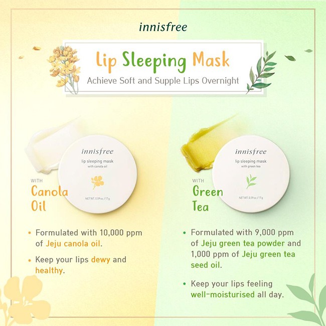 (chính hãng) Mặt nạ ngủ cho môi Innisfree 𝐋𝐢𝐩 𝐒𝐥𝐞𝐞𝐩𝐢𝐧𝐠 𝐌𝐚𝐬𝐤 𝟏𝟕𝐠