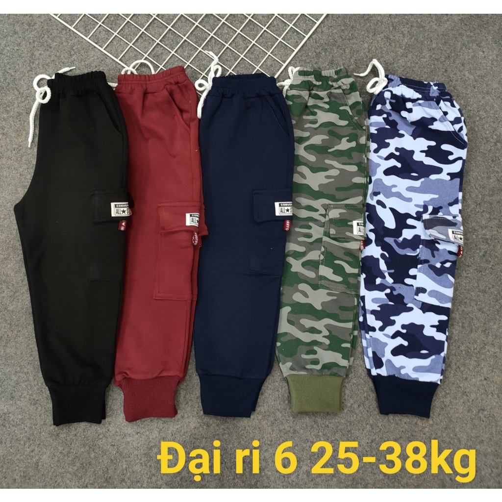 Quần Dài Bé Trai size đại nỉ da cá túi thật 2 bên chất dày dặn 18-35kg