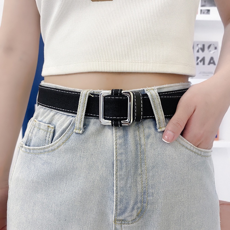 Phong cách Hàn Quốc Thắt lưng vải không đục lỗ đơn giản dị cho nữ