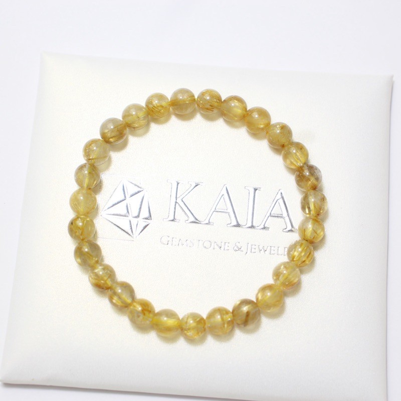 Vòng tay phong thủy thạch anh tóc vàng cho người mệnh Kim, mệnh Thổ - KAIA