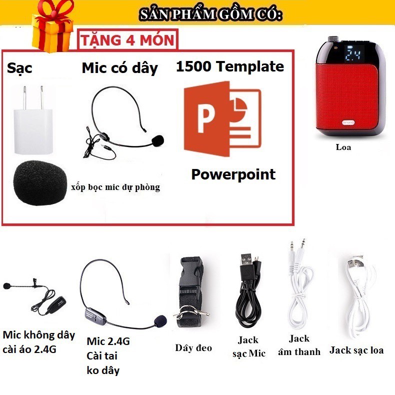 Loa trợ giảng Aporo T20, T21 2.4G cài áo không dây