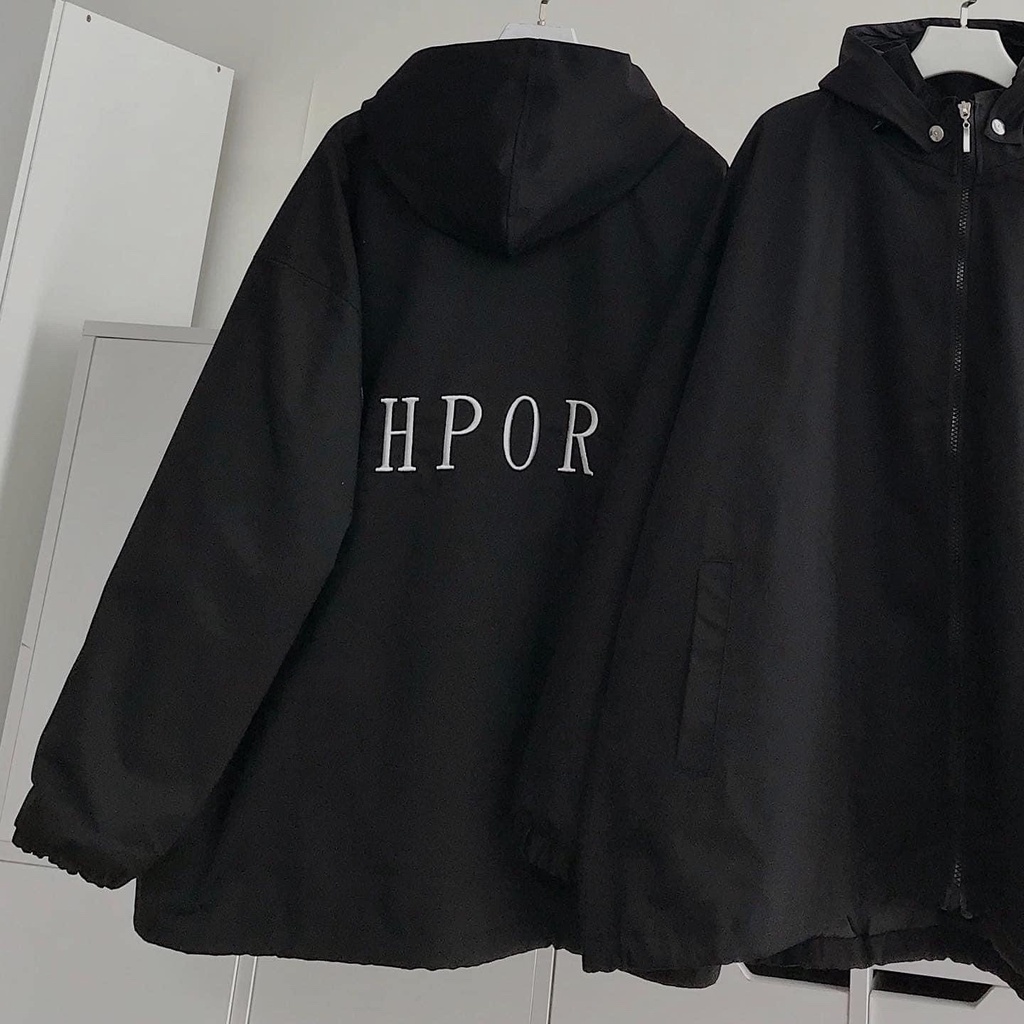 Áo Khoác Nam Nữ - Áo Khoác KAKI thêu chữ AHPORA lót dù form unisex Mũ Tháo Rời (Video Thật)