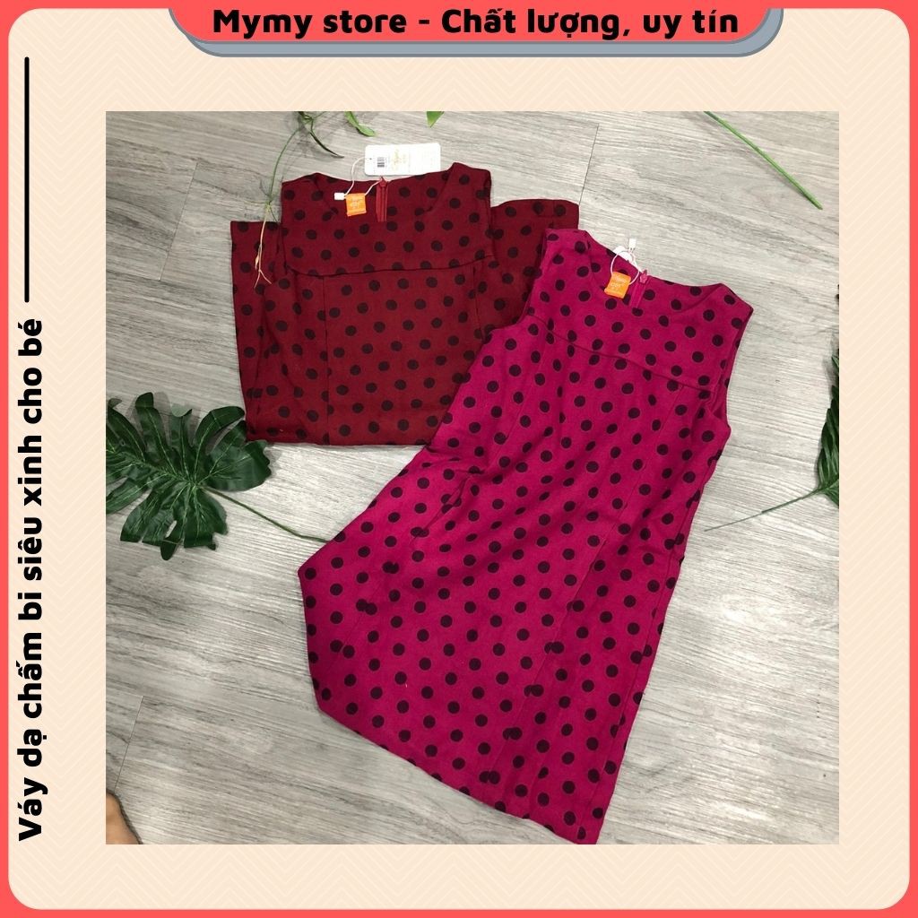 Váy bé gái thu đông, váy dạ chấm bi không tay 2 lớp dày dặn siêu xinh cho cho bé