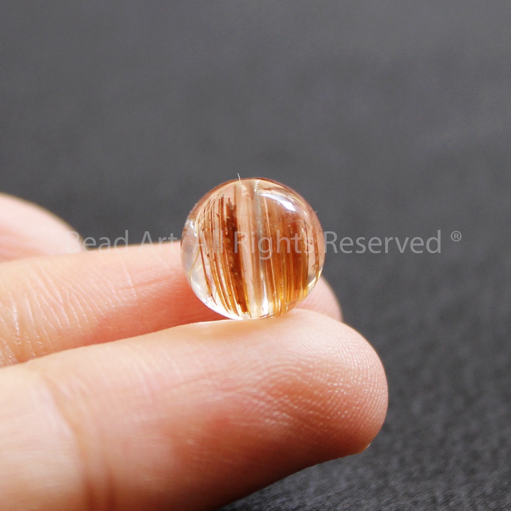 Đá Tóc Nâu Dạng Đồng Trục Tròn 9mm Loại AA, Thổ, Kim, Đá Phối Vòng Tay Phong Thuỷ, Chuỗi Hạt  S50 - Bead Ar