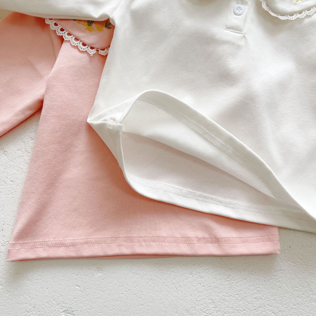 Áo Thun Cotton Tay Dài Thêu Họa Tiết Đơn Giản Thời Trang Xuân Thu 2022 Dành Cho Bé Gái 0-3 Tuổi