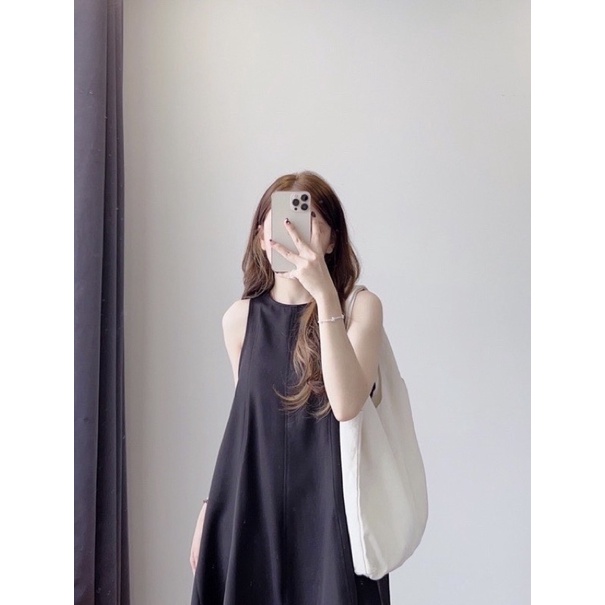 Váy maxi sát nách dáng dài, đầm maxi không tay, hai lớp chất liệu mềm mịn