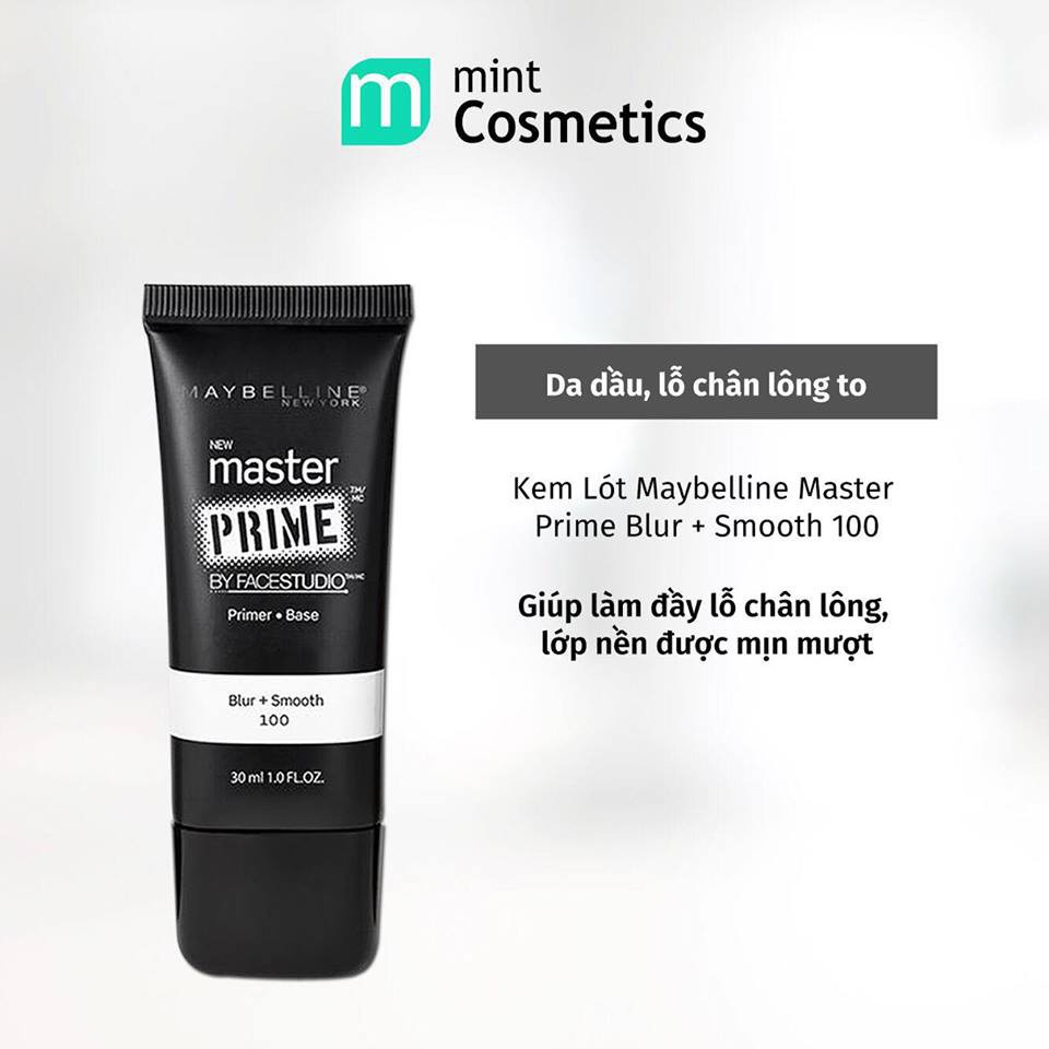 Kem lót Maybelline Master Prime 30ml mẫu mới màu trắng 100 Smooth (hàng Mỹ)