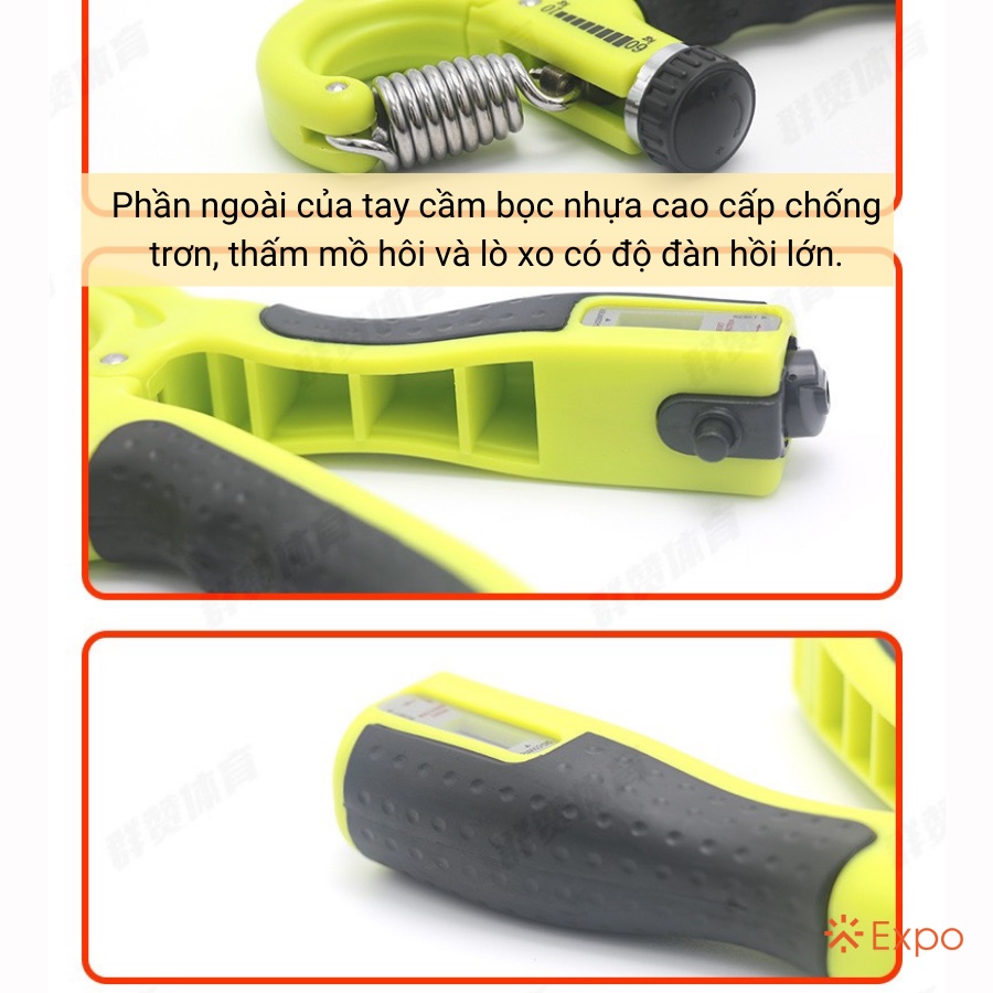 Kìm Bóp Tay, Kìm Tập Cơ Tay Tại Nhà Có Bộ Đếm Điều Chỉnh Lực 10-60kg Expo Official