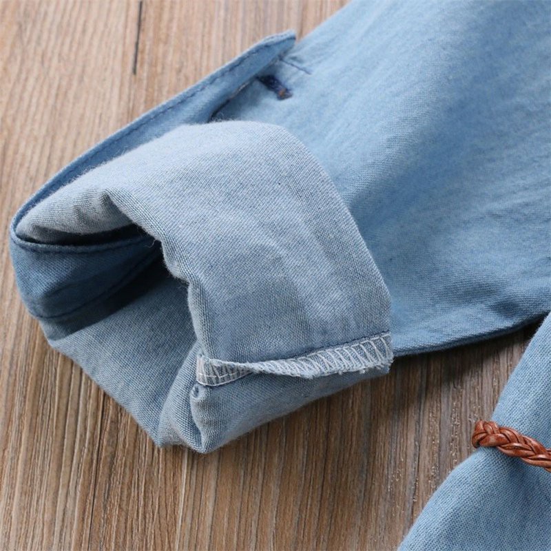 Đầm denim mùa hè phối nút cho bé gái