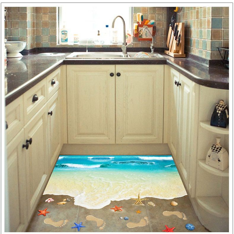 Decal dán tường Bãi cát biển 3D DCS035