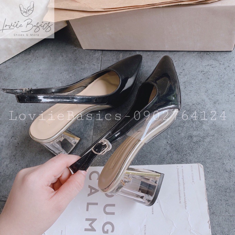 LOVIIE BASICS - GIÀY CAO GÓT 5P BÍT MŨI ĐẾ VUÔNG 5CM -  SANDAL MŨI NHỌN GÓT VUÔNG 5 PHÂN - GIÀY CAO GÓT CÔNG SỞ G201134