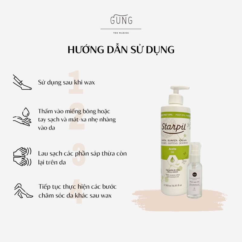 DẦU LAU SÁP THỪA SAU WAX STARPIL NGĂN NGỪA CẶN SÁP BÁM VÀO LCL SAU KHI WAX DUNG TÍCH 50ML