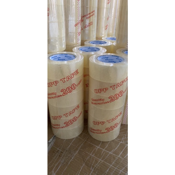 Băng keo trong 200y như hình 1 cây 6 cuộn nặng 1,7kg nhiều keo độ dính cao dẻo dai...!