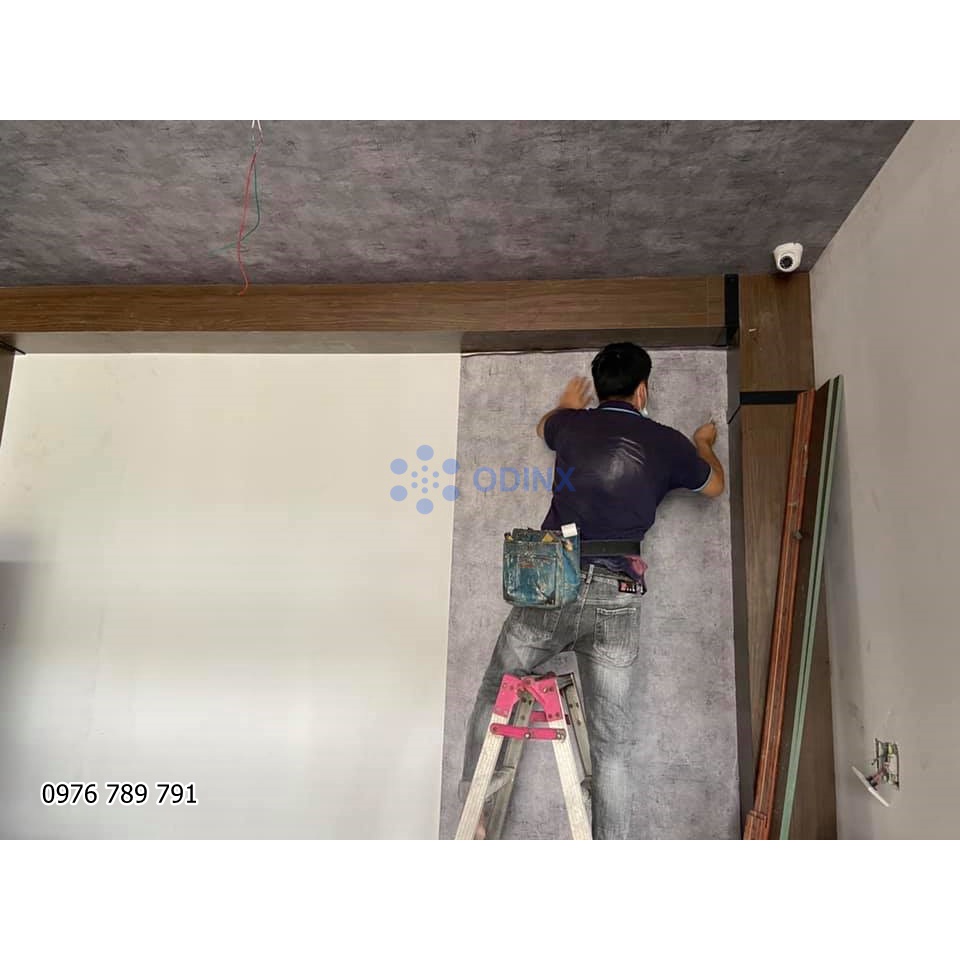 Giấy Dán Tường Giả Bê Tông Xi Măng Hàn Quốc Màu Xám Khổ Lớn 1.06m Lụa Không Keo Cuộn 16.5m2