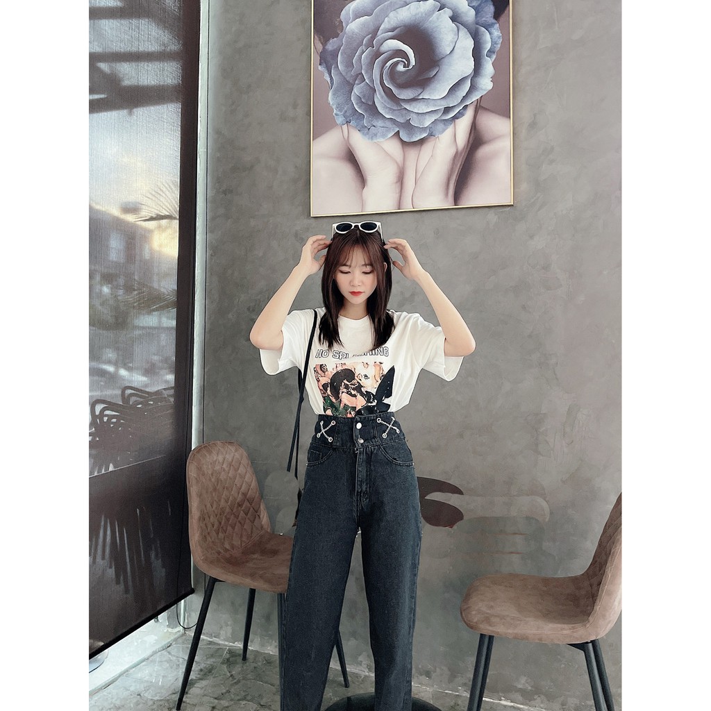 QUẦN BAGGY JEAN NỮ LƯNG CAO 2 CHÉO XÍCH LƯNG MÀU XÁM ĐEN CAO CẤP UTI ĐỦ SIZE S , M, L HOT TUYỆT ĐỈNH