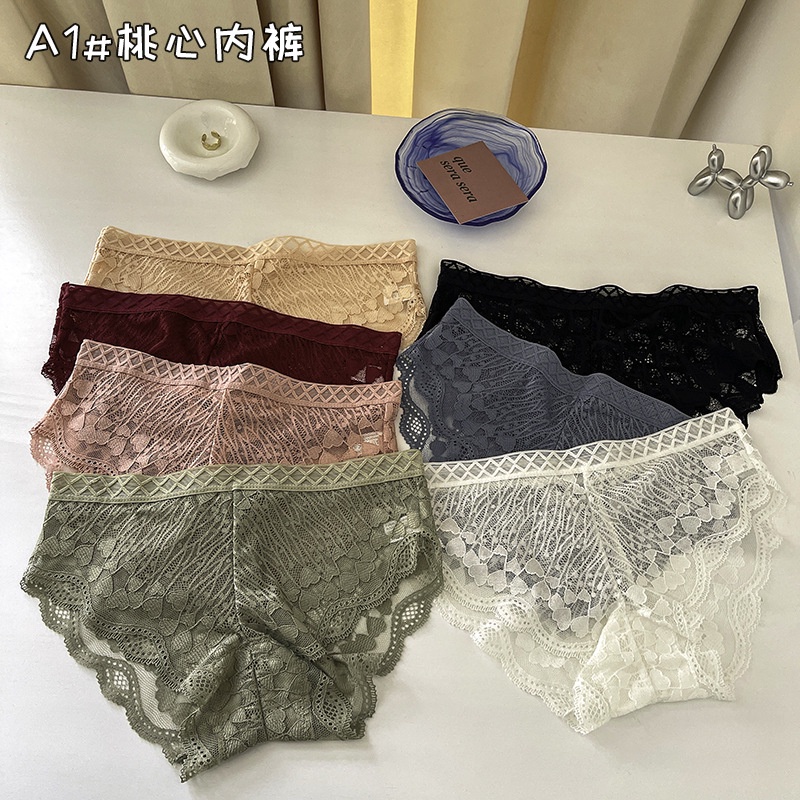 Quần Lót Lưng Thấp Phối Ren Thoáng Khí Thoải Mái Cho Nữ 19A1