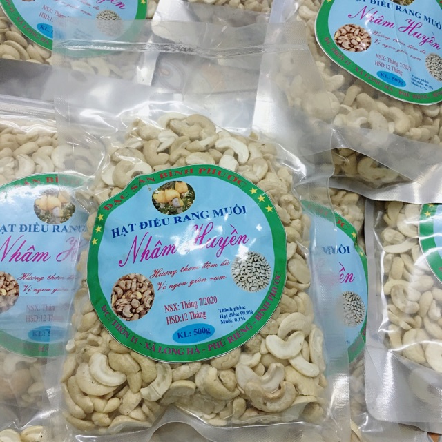 Hộp 500g hạt điều rang muối Bình Phước, kẹo điều , điều rang mè