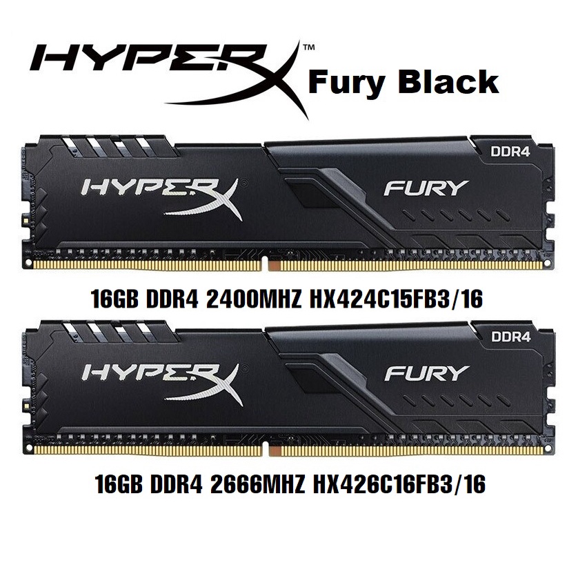 Ram HyperX Fury Black 16GB DDR4 2400MHz 2666MHz Dùng Cho PC Desktop - Bảo hành 36 tháng