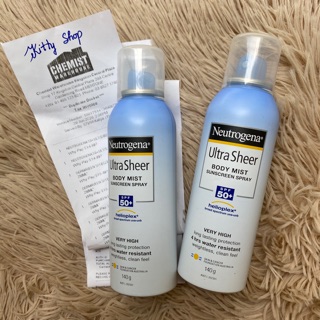 XỊT CHỐNG NẮNG NEUTROGEN ULTRA SHEER BODY MIST SUNSCREEN SPF 50+