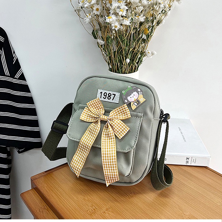 Túi Đeo Chéo Bằng Nylon Dáng Vuông Nhỏ Phong Cách Hàn Quốc Mới Cho Nữ Sinh