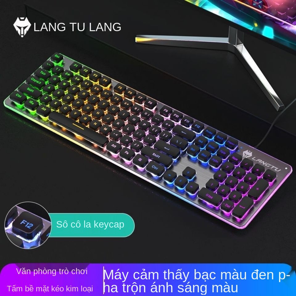 Langtu bàn phím im lặng sô cô la trò chơi có dây thao tác và chuột bộ máy tính xách tay phát sáng văn phòng | BigBuy360 - bigbuy360.vn