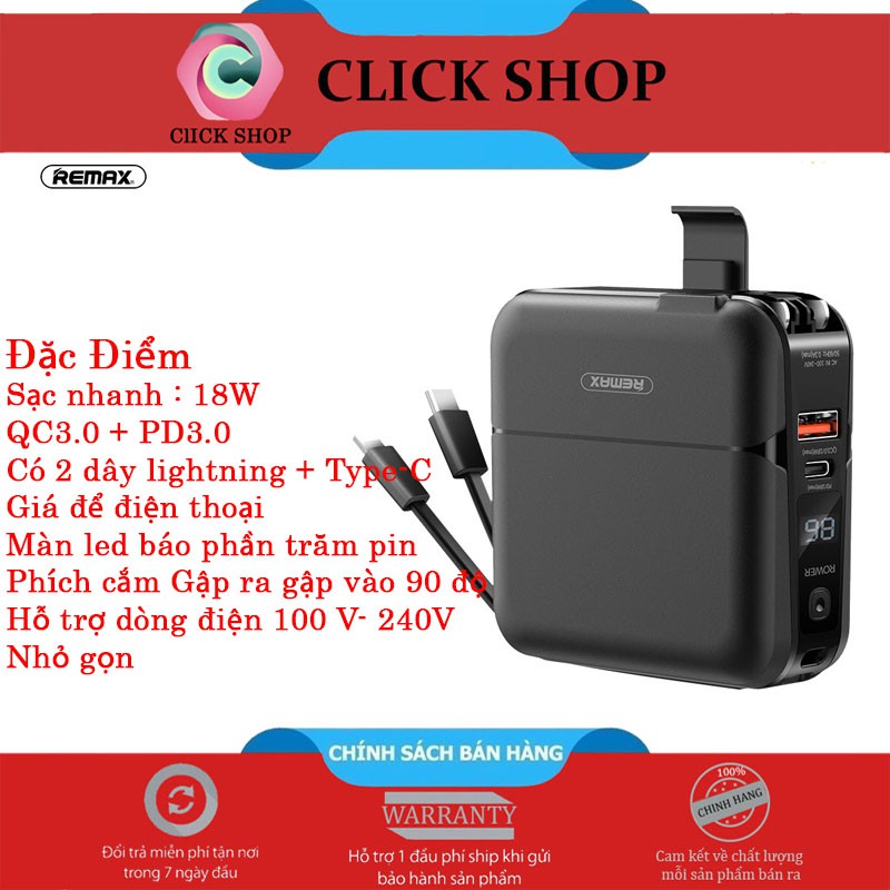 Remax RPP 20 Pin sạc dự phòng remax rpp 20 dung lượng 15000mAh- Cốc sạc kiêm pin dự phòng RPP20 sạc nhanh 18WQC3.0 PD3.0