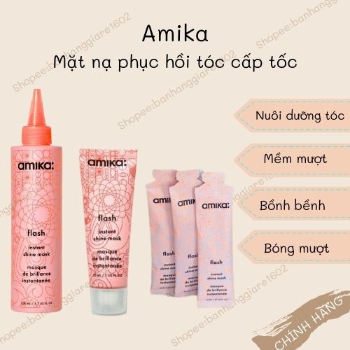 Mặt nạ ủ mềm tóc trong 60s Amika Flash Instant Shine Mask (Hàng Mỹ)