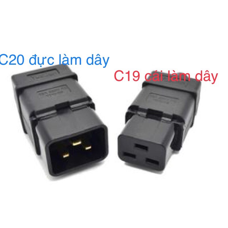 phích nguồn IEC320 C19 female đầu cái, C20 male đầu đực. báo giá 1 jack