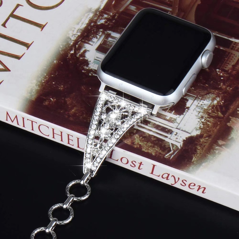 Dây đeo đồng hồ JANSIN đính kim cương giả thích hợp cho Apple Watch 44mm 40mm 42mm 38mm iWatch Serie SE 6 5 4 3 2 1