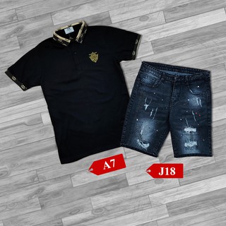 Đồ Bộ Áo Thun + Quần Short Jean Cho Nam Trẻ Trung, Phong Cách Hàn Quốc CB2