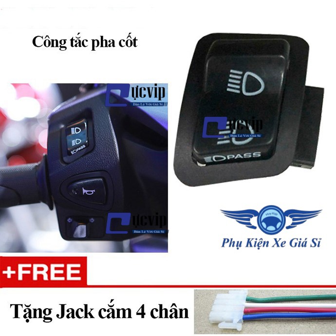 (Sản Phẩm Sử Dụng Cho Wave,Future,Winner,Lead,SH Mode,PCX,Vision) - Công tắc Pass, Đá đèn pha Tặng Jack Cắm