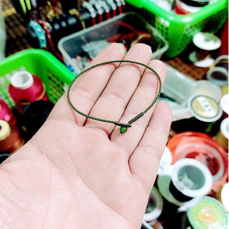 Vòng tay đan sợi mảnh mầu xanh cốm độc quyền ( Thông báo size cổ tay )