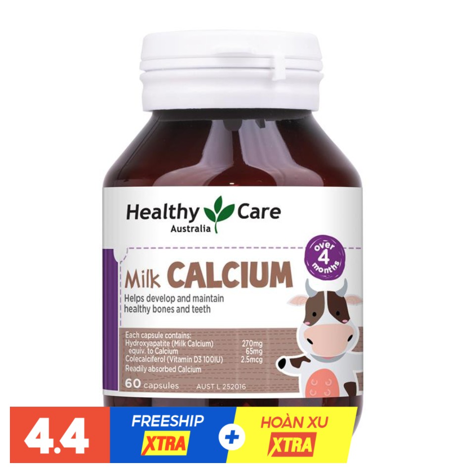 Canxi sữa, Milk Calcium Healthy Care 60 viên Úc