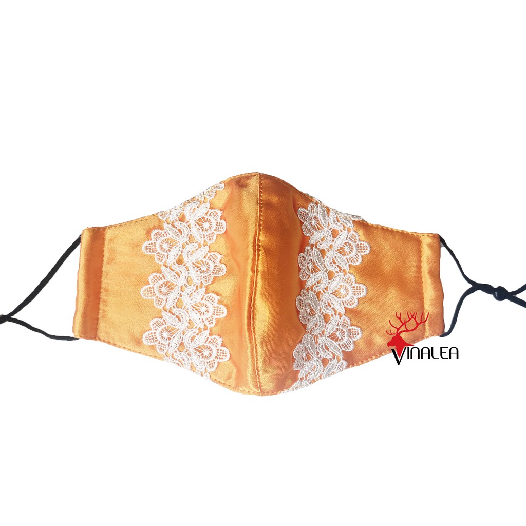 Khẩu trang lụa phối ren cao cấp