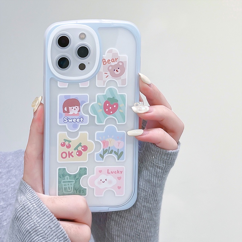 Ốp Điện Thoại Kiểu Mảnh Ghép Có Giá Đỡ Cho iphone7 / 7plus / 8 / 8plus / xs / 11 / 12 / 13 / 14 / pro / max / plus / promax