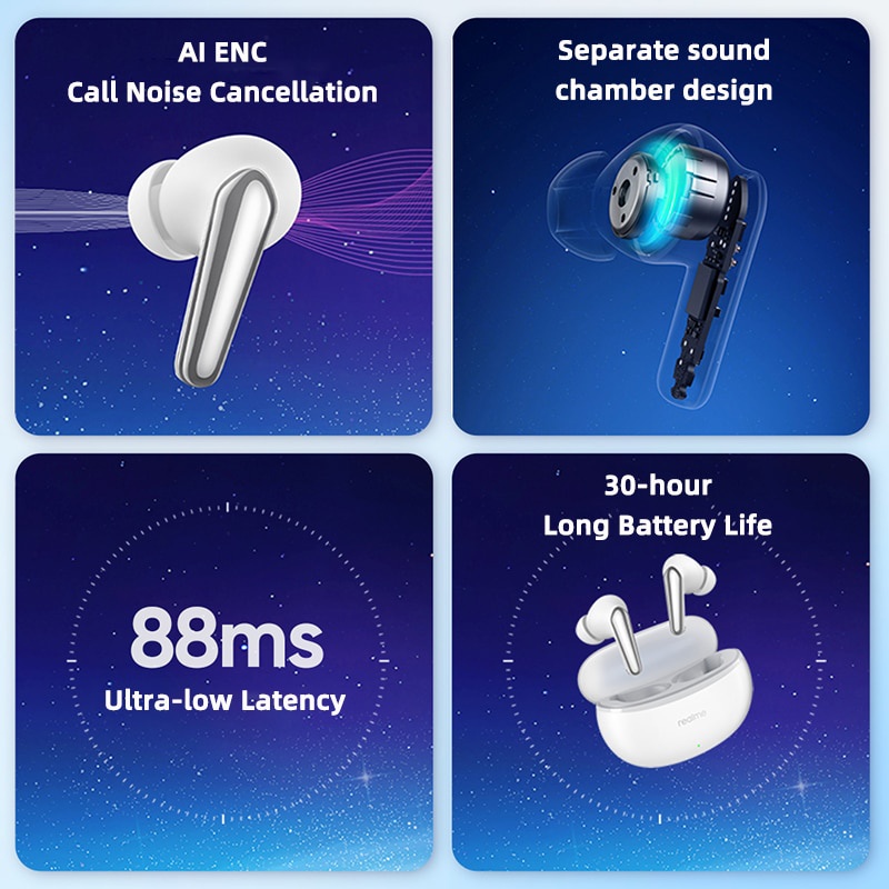 Tai Nghe Nhét Tai realme buds Air 3 neo Sử Dụng Pin 30 Tiếng AI ENC Giảm Tiếng Ồn Chống Thấm Nước IPX5 Chất Lượng Cao 88MS