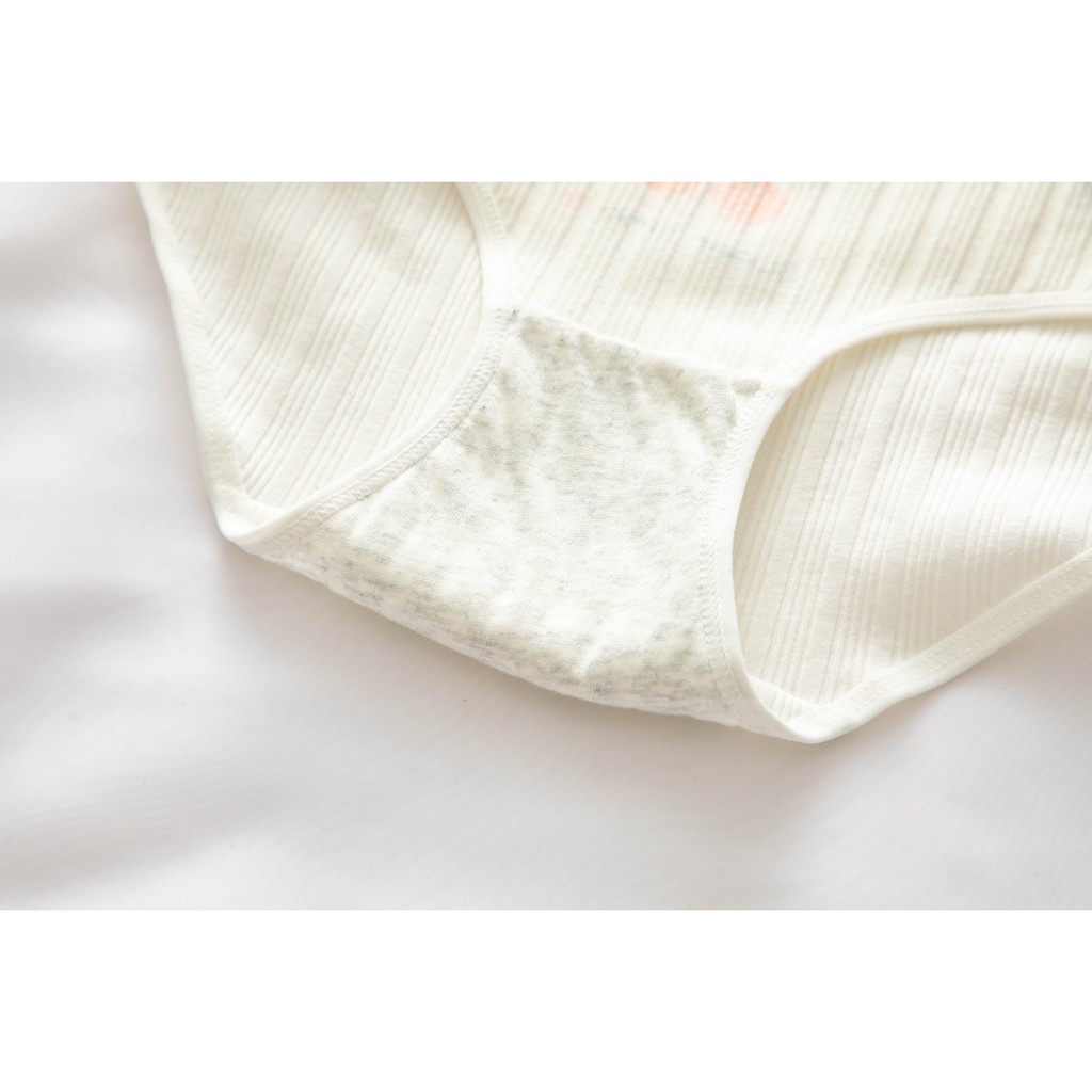 Quần Lót Nữ Cotton gân tăm họa tiết cherry tông xanh trắng đáng yêu mã 1798