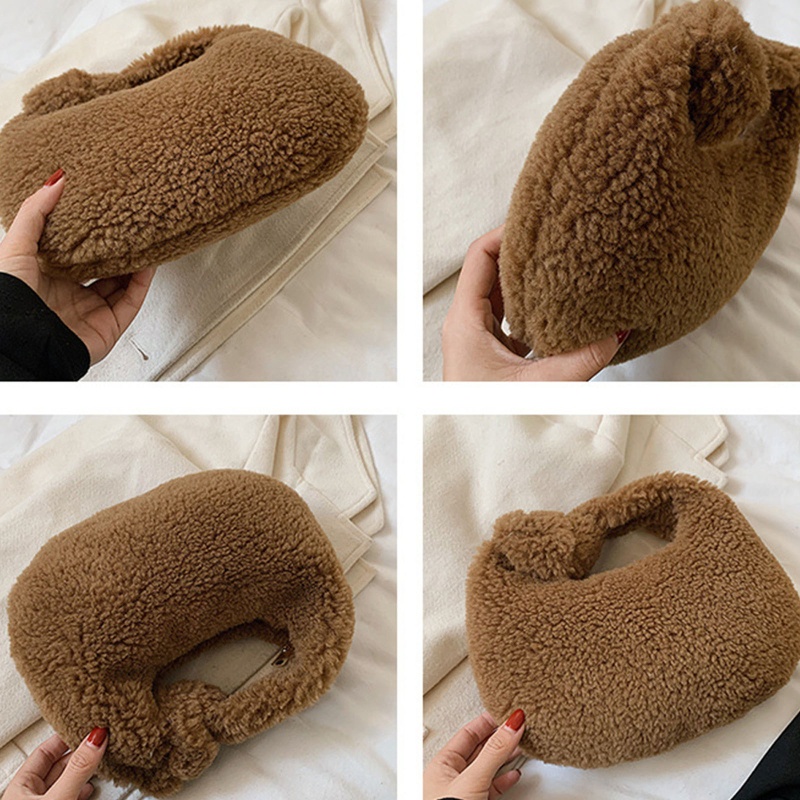 Túi Xách Lông Nhung Màu Trơn Thời Trang Cho Nữ