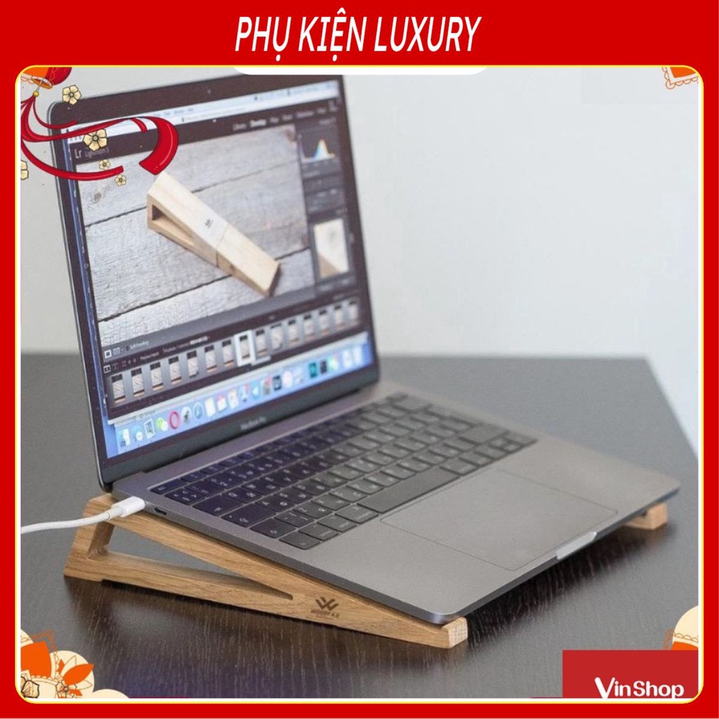 ❤️ Giá đỡ Macbook, Kệ laptop ❤️ làm bằng gỗ thông tự nhiên bền đẹp, mang đi thoải mái.