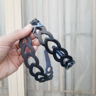 Bờm cài tóc tim rỗng đen bóng/nhám (bản 2p5)