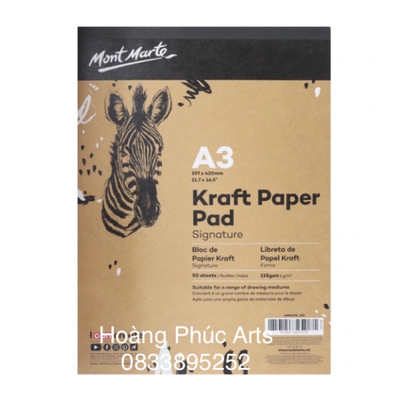 Sổ giấy Kraft Mont Marte, Signature Kraft Paper Pad - 50 tờ- 115gsm