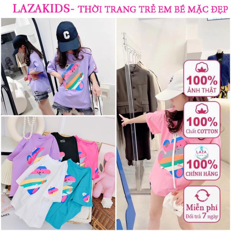 Áo thun bé gái size đại 18kg-50kg phông cotton đôi cho mẹ và bé gấu bảy màu đẹp chất thun mát đẹp LAZAKIDS 10 TUỔI